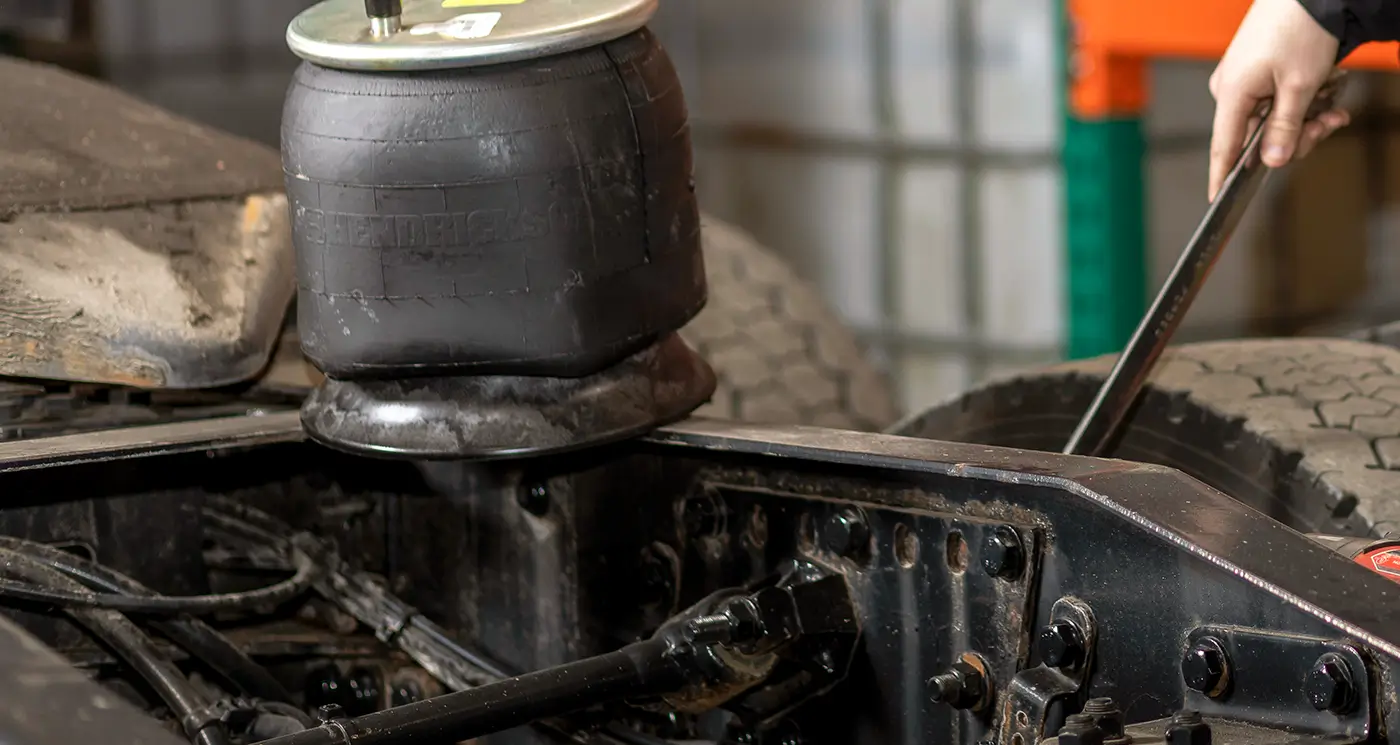 Suspension components on a heavy truck